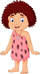 Cartoon little girl caveman