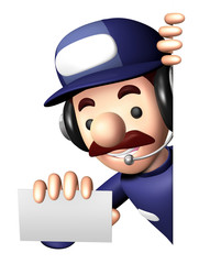 3D Engineer Mascot is holding a visiting card and Board.