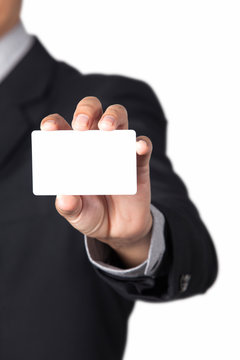 A Businessman showing his name card.