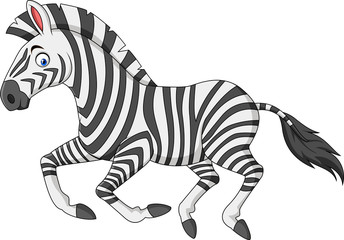 Fototapeta na wymiar Cartoon zebra running