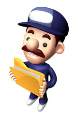 3D Engineer Character is holding the Folder.