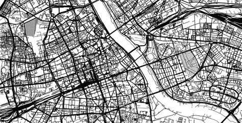 Urban city map of Warsaw, Poland