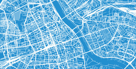 Urban city map of Warsaw, Poland