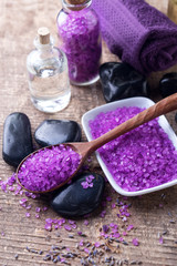 Obraz na płótnie Canvas Lavender wellness setting.