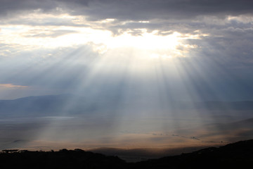 coucher de soleil au cratère Ngorongoro