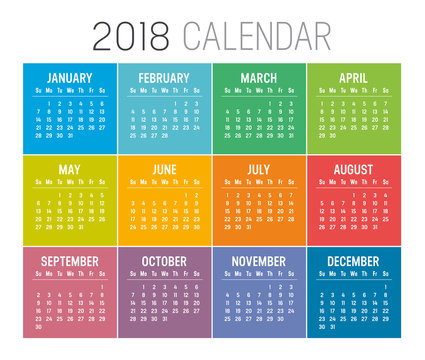 Year 2018 calendar vector template