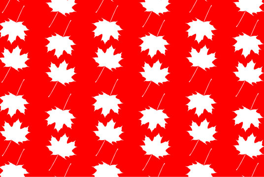 Maple leaf - vector white-red patter