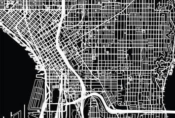 Urban city map of Seattle, Washington