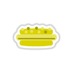 Vector illustration in paper sticker style delicious cake