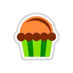Vector illustration in paper sticker style Cupcake