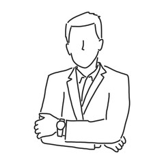 businessman is standing crossing his arms, line drawing vector illustration graphic design