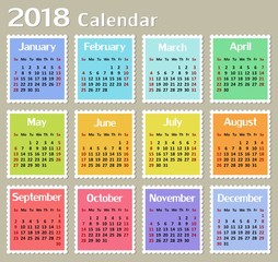 Calendar for year. 