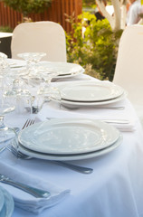 Silverware decoration on reception table