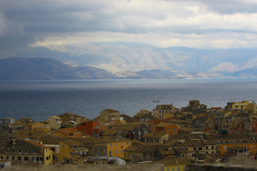 Fototapeta premium Old Town before Storm, Kerkyra Greece