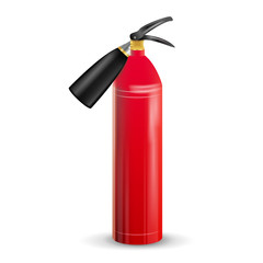 Red Fire Extinguisher Vector. Metal Red Fire Extinguisher Isolated Illustration