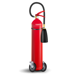 Fire Extinguisher Vector. Sign 3D Realistic Red Fire Extinguisher Isolated Illustration