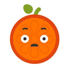 Shock emoji. Smiley orange fruit emoji. Vector flat design emoticon icon isolated on white background.