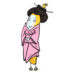 Vector Banana Character - Japan Traditional Geisha