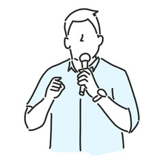 Man standing is talking, line drawing. vector illustration. and graphic design.