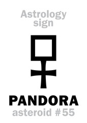 Astrology Alphabet: PANDORA, asteroid #55. Hieroglyphics character sign (single symbol).