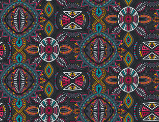 Vector hand drawn seamless pattern with tribal abstract elements