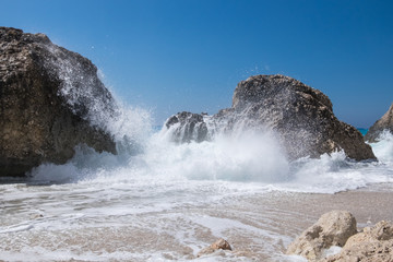 Stormy ocean striking the rocks