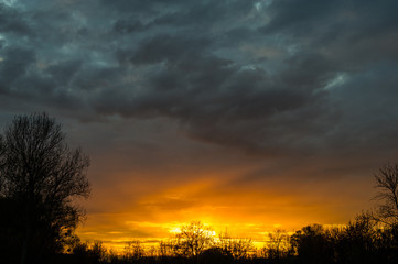 Storm clouds and sunset