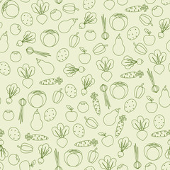 Seamless vegetables pattern. Simple and neat vector, good for food blog background or textile.