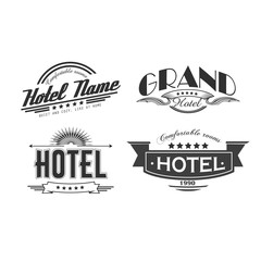 Hotel retro set label design. Vector illustration