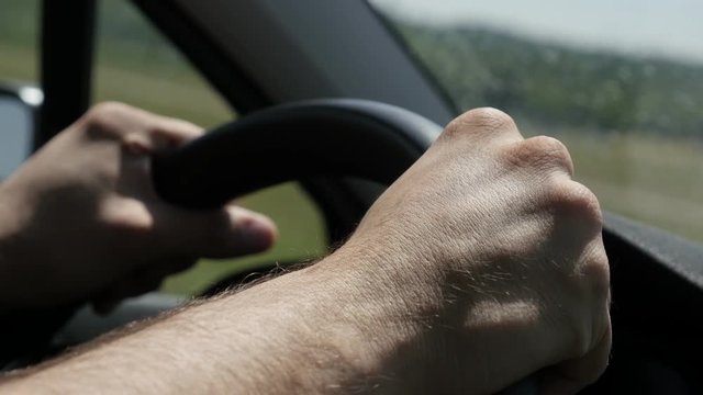 Hands on steering wheel of brand new vehicle  footage - Enjoying the feeling of brand new car  video