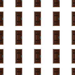 Brown door seamless pattern in cartoon style isolated on white background vector illustration for web