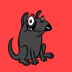 cartoon black dog. vector illustration