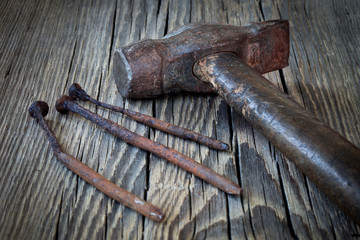 Old rusty nails, hummer