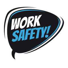 work safety retro vector speech balloon