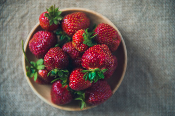 ripe strawberries canvas top view still life