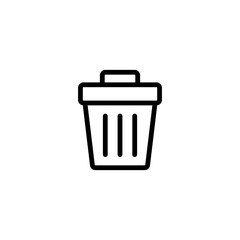 thin line trash bin icon on white background