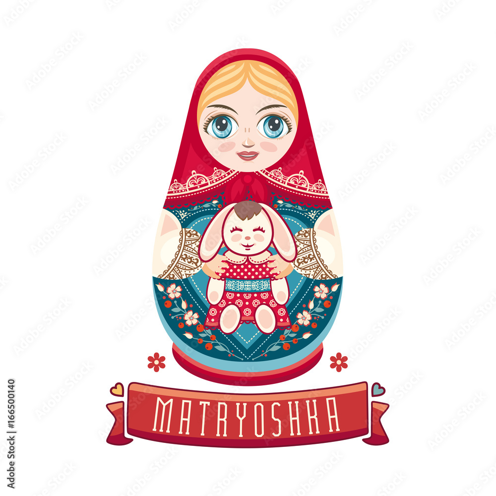 Sticker Matryoshka. Babushka doll. Set