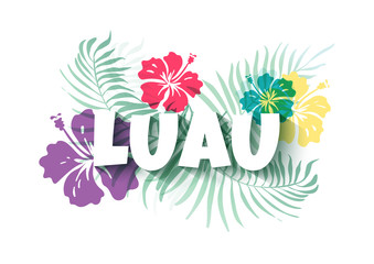 Hawaiian Luau Colorful background. Party Sign. Vector illustration - obrazy, fototapety, plakaty