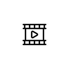 thin line filmstrip video icon on white background