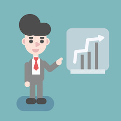 Businessman and stock market graph. Business concept cartoon illustration.