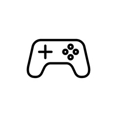 thin line gamepad, joystick icon on white background