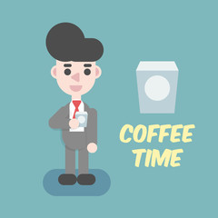 Businessman Coffee time. Business concept cartoon illustration.