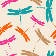 Dragonfly silhouette pattern colorful nature background
