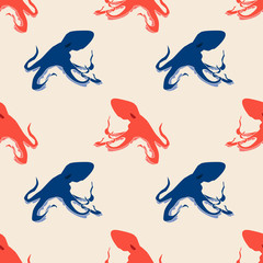 Octopus silhouette isolated marine vintage background