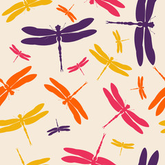Dragonfly silhouette pattern colorful nature background