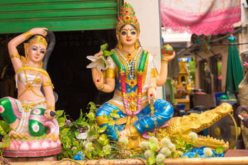 Statues of Hindu gods. Close-up.