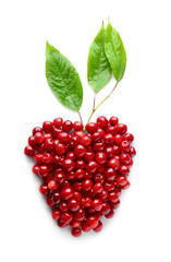 Sweet cherries in shape of berry on white background