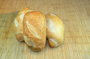 High Angle view of some Roll Breads isolated on black background