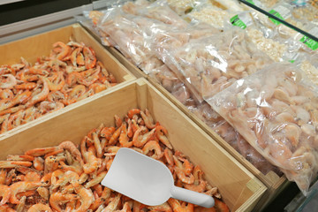 Fresh shrimps in the market