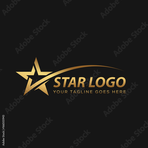 "Gold Star Logo with Black Background" Stock image and royalty-free